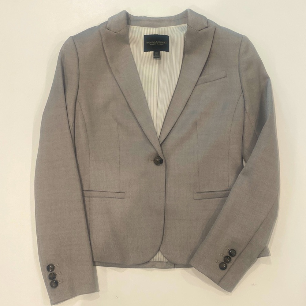 Banana Republic Gray Tweed Classic Blazer Size 00 - Picture 1 of 5